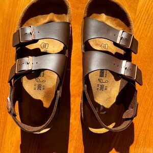 Birkenstock Brown Two-strap Leather Sandals